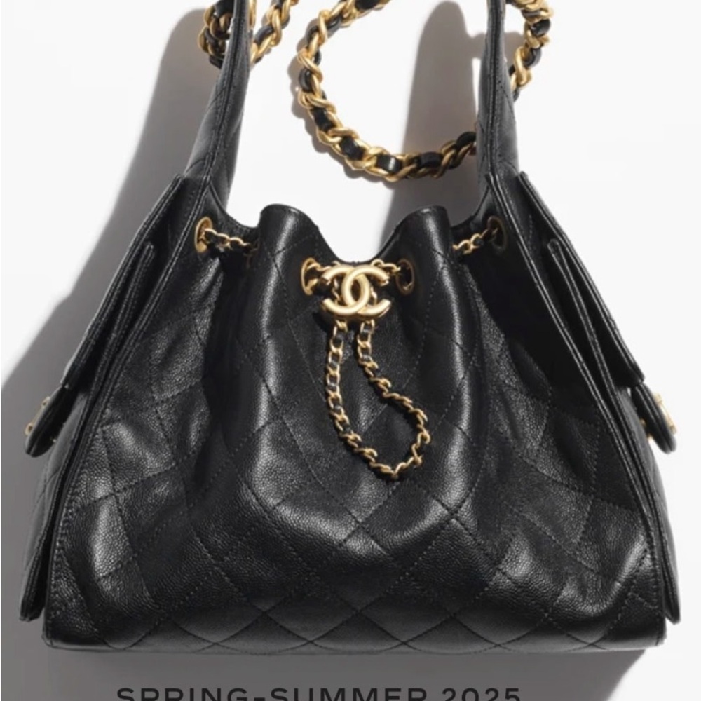 CHANEL Black Quilted Shoulder Bag with Gold Accents